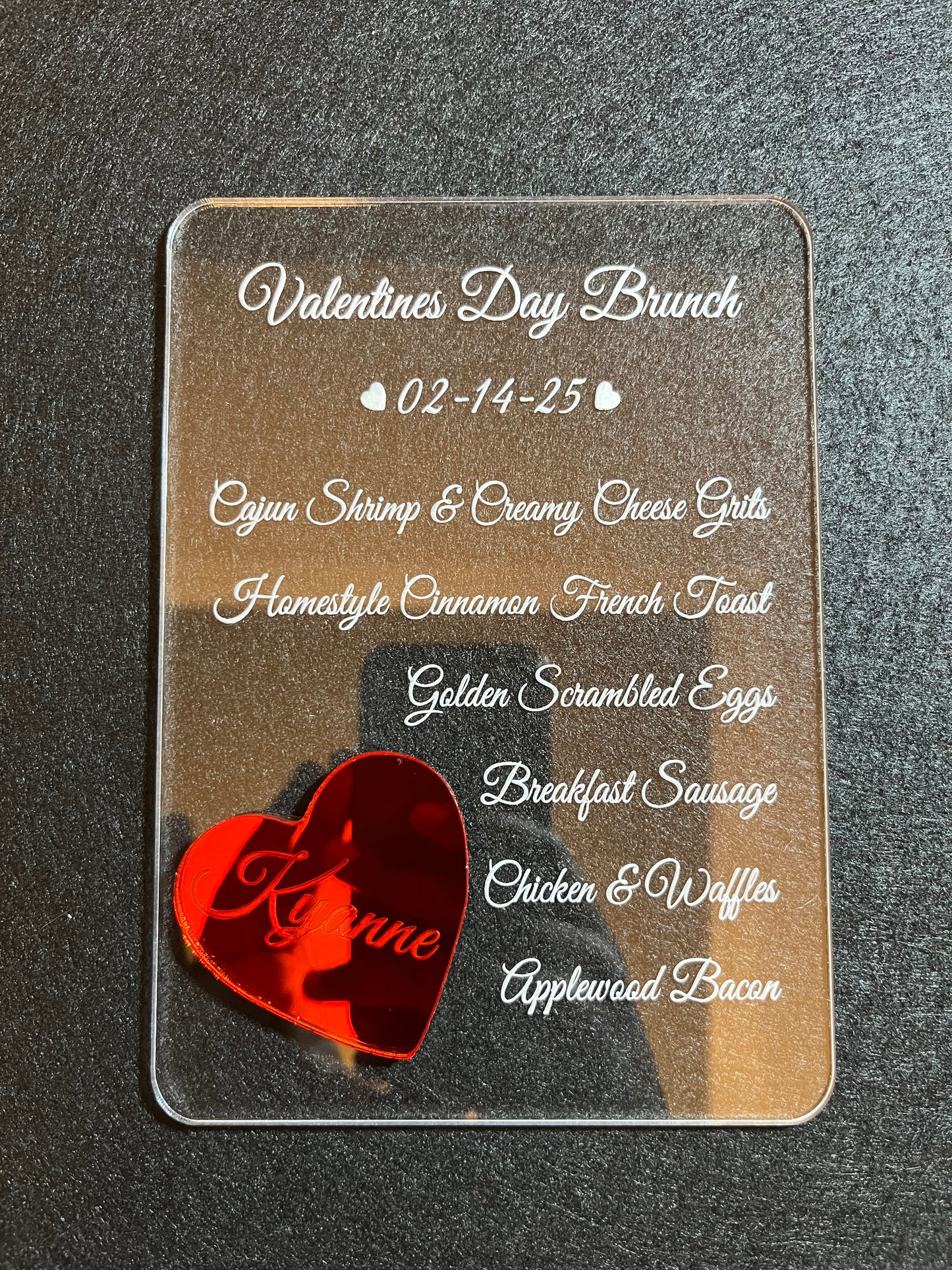 Clear acrylic menu | Press On Us, LLC