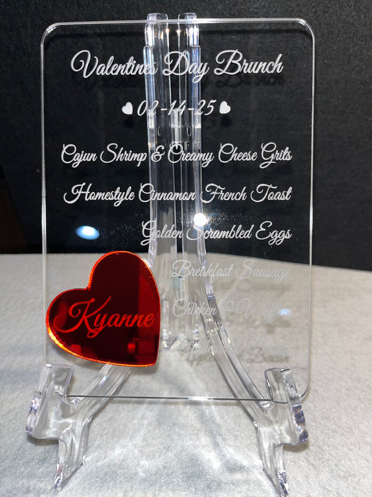Clear acrylic menu | Press On Us, LLC