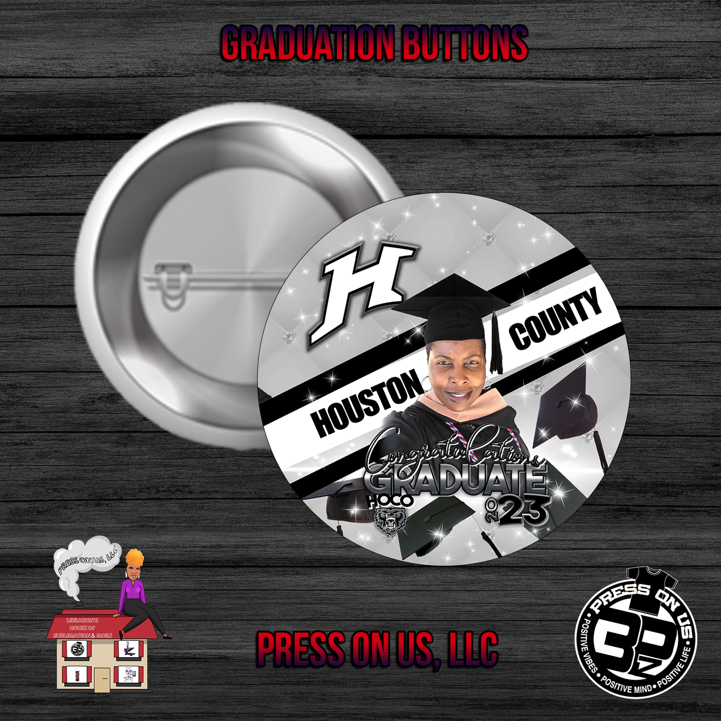 Graduation Buttons (6)| Press On Us, LLC
